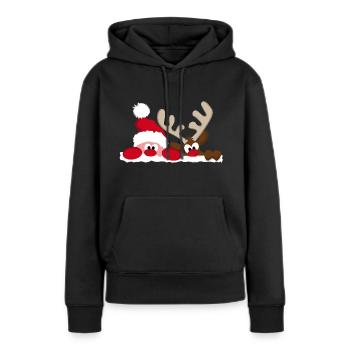 C'est Noël: Renne et Père Noël - Sweat à capuche Premium bio Femme - noir - Devant - Julia (174cm)