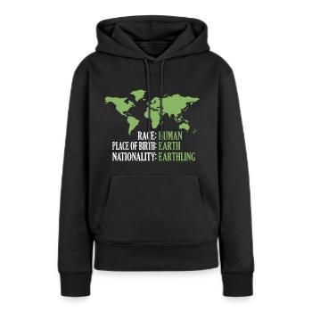 Race homme lieu de naissance Terre nationalité terrien - Sweat à capuche Premium bio Femme - noir - Devant - Julia (174cm)