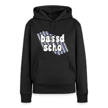 Bayerischer Spruch bassd scho - Sweat à capuche Premium bio Femme - noir - Devant - Julia (174cm)