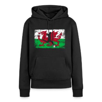 Pays de Galles fan de football de l’équipe galloise - Sweat à capuche Premium bio Femme - noir - Devant - Julia (174cm)