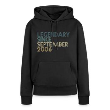 15 ans 15 ans septembre 2006 - Sweat à capuche Premium bio Femme - noir - Devant - Julia (174cm)