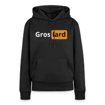 Gros lard | logo porno | cadeau beauf - Sweat à capuche Premium bio Femme - noir - Devant - Julia (174cm)