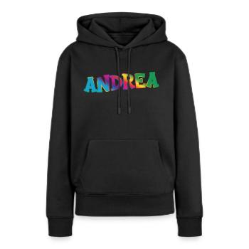 Andrea - Sweat à capuche Premium bio Femme - noir - Devant - Julia (174cm)