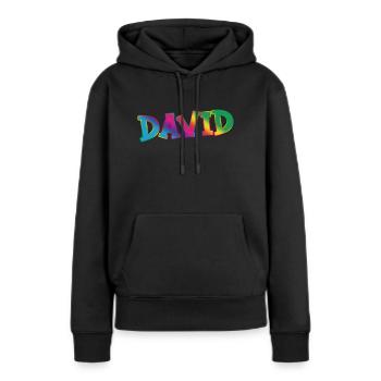 David - Frauen Premium Bio Hoodie - Schwarz - Vorne - Julia (174cm)