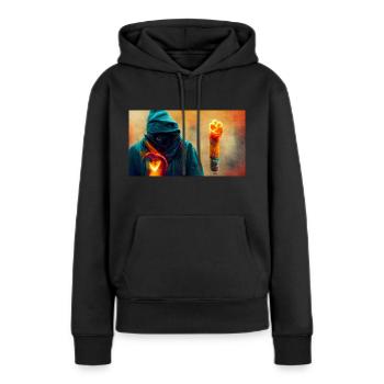 Vermummter mit Fackel - Frauen Premium Bio Hoodie - Schwarz - Vorne - Julia (174cm)