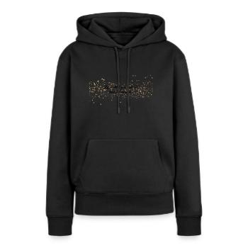 Ein Oberteil mit Sternen und Spruch - Frauen Premium Bio Hoodie - Schwarz - Vorne - Julia (174cm)