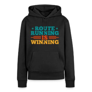 Route Running gagne un récepteur large - Sweat à capuche Premium bio Femme - noir - Devant - Julia (174cm)