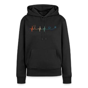 Herzschlag-Stethoskop - Frauen Premium Bio Hoodie - Schwarz - Vorne - Julia (174cm)