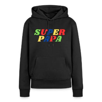 Super papa - Sweat à capuche Premium bio Femme - noir - Devant - Julia (174cm)