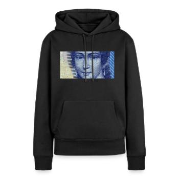 100 Mark - Frauen Premium Bio Hoodie - Schwarz - Vorne - Julia (174cm)