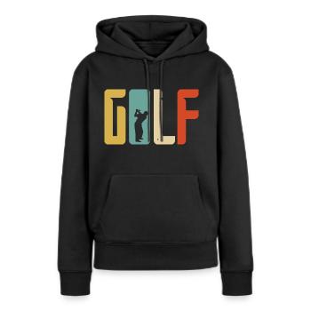 Golf Geschenk Retro Abschlag - Frauen Premium Bio Hoodie - Schwarz - Vorne - Julia (174cm)
