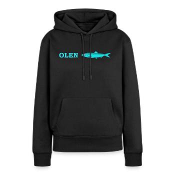 Ich bin Hering. - Frauen Premium Bio Hoodie - Schwarz - Vorne - Julia (174cm)
