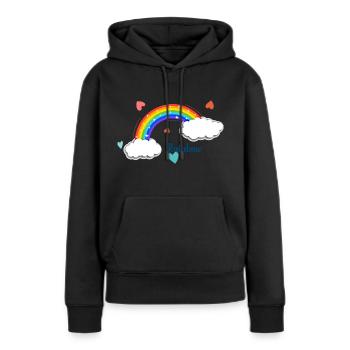 arc en ciel - Sweat à capuche Premium bio Femme - noir - Devant - Julia (174cm)