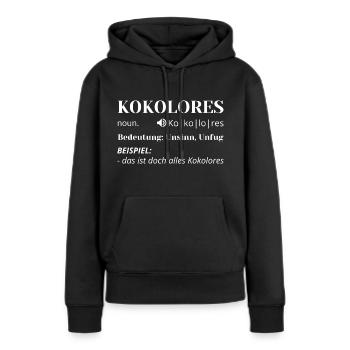 Kokolores Duden - Frauen Premium Bio Hoodie - Schwarz - Vorne - Julia (174cm)