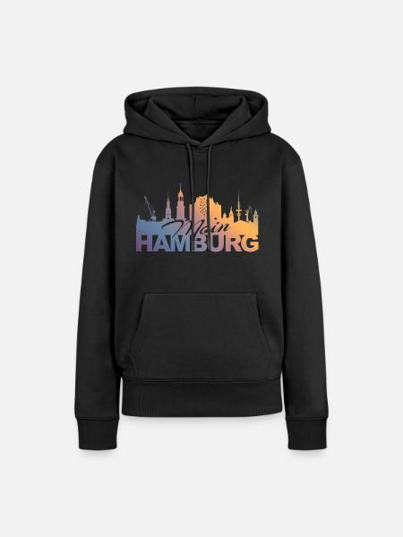 Moin Hamburg - Farbverlauf - Frauen Premium Bio Hoodie - Schwarz
