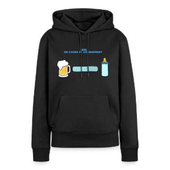 Bébé en cours - Sweat à capuche Premium bio Femme - noir - Devant - Julia (174cm)