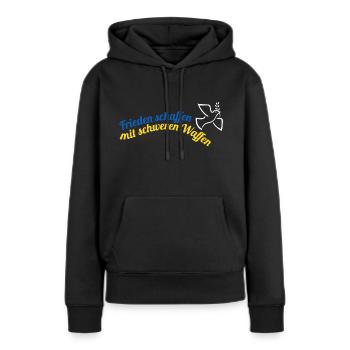 Frieden schaffen! - Frauen Premium Bio Hoodie - Schwarz - Vorne - Julia (174cm)