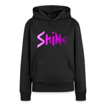 SHINE - PURPLE CITY NEON 1980s 16 Bit Design - Frauen Premium Bio Hoodie - Schwarz - Vorne - Julia (174cm)