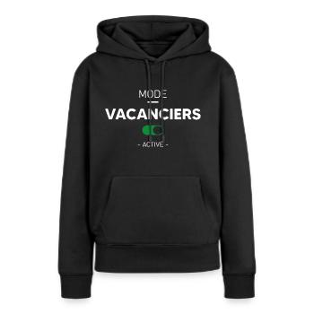 mode vacances activé - Cadeau vacance - Sweat à capuche Premium bio Femme - noir - Devant - Julia (174cm)