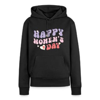 Joyeuse Journée de la Femme - Sweat à capuche Premium bio Femme - noir - Devant - Julia (174cm)