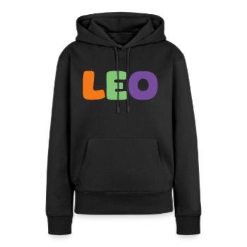 Name - Leo - Frauen Premium Bio Hoodie - Schwarz - Vorne - Julia (174cm)