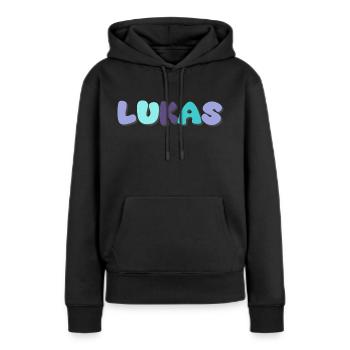 Name - Lukas - Frauen Premium Bio Hoodie - Schwarz - Vorne - Julia (174cm)
