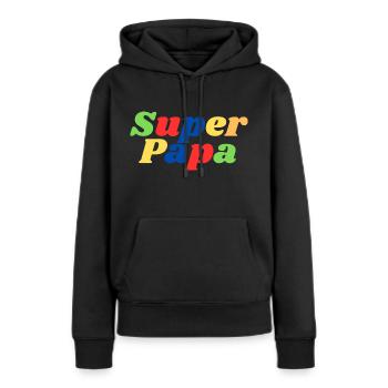 Super papa - Sweat à capuche Premium bio Femme - noir - Devant - Julia (174cm)
