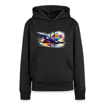 Kampfjet / Eurofighter - Farbsplash - Frauen Premium Bio Hoodie - Schwarz - Vorne - Julia (174cm)