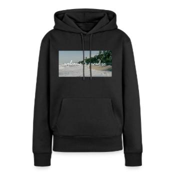 welcome to paradise | Paradise | Strand - Frauen Premium Bio Hoodie - Schwarz - Vorne - Julia (174cm)