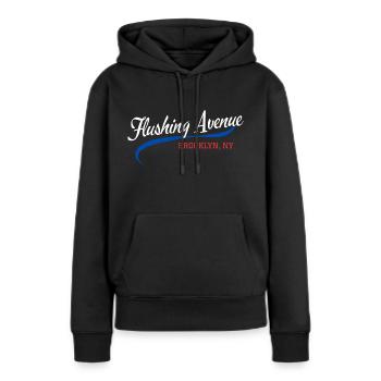 Série Neighborhood - Flushing Avenue - Sweat à capuche Premium bio Femme - noir - Devant - Julia (174cm)