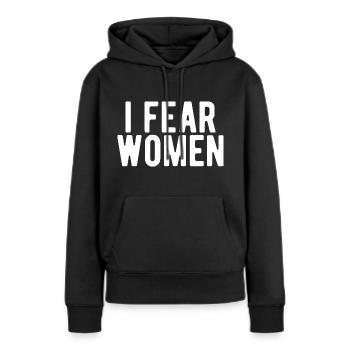 J’ai peur des femmes J’ai peur des femmes - Sweat à capuche Premium bio Femme - noir - Devant - Julia (174cm)