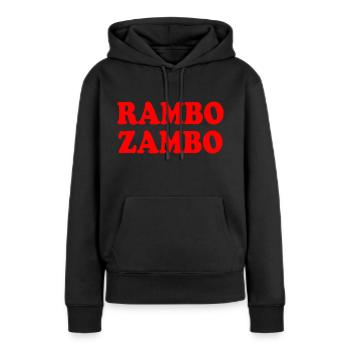 Rambo zambo - Sweat à capuche Premium bio Femme - noir - Devant - Julia (174cm)