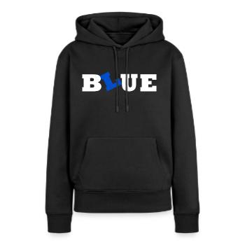 Bleu bleu - Sweat à capuche Premium bio Femme - noir - Devant - Julia (174cm)