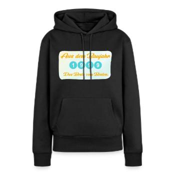 Aus dem Baujahr 1999 - Frauen Premium Bio Hoodie - Schwarz - Vorne - Julia (174cm)