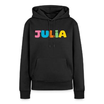 Nom - Julia - Sweat à capuche Premium bio Femme - noir - Devant - Julia (174cm)