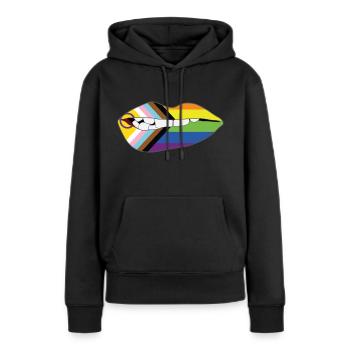 Biting Lips - Progress Pride Flag - Women’s Premium Organic Hoodie - black - Front - Julia (174cm)
