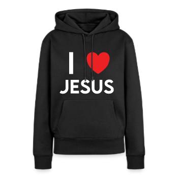 I Love Jesus Herz - Frauen Premium Bio Hoodie - Schwarz - Vorne - Julia (174cm)