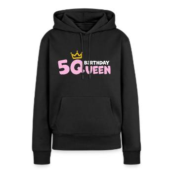50 ans de félicitations Krone - Sweat à capuche Premium bio Femme - noir - Devant - Julia (174cm)