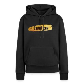 casual Look - Frauen Premium Bio Hoodie - Schwarz - Vorne - Julia (174cm)