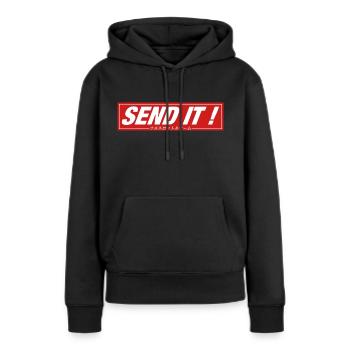 SENDEN SIE! - Frauen Premium Bio Hoodie - Schwarz - Vorne - Julia (174cm)