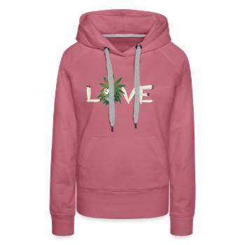 Love Weed - Frauen Premium Bio Hoodie - Malve - Vorne - Isabella (175cm)