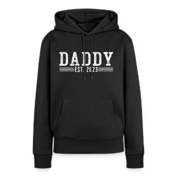 Papa est 2023 - Papa sera pour la fête des nouveaux pères - Sweat à capuche Premium bio Femme - noir - Devant - Julia (174cm)