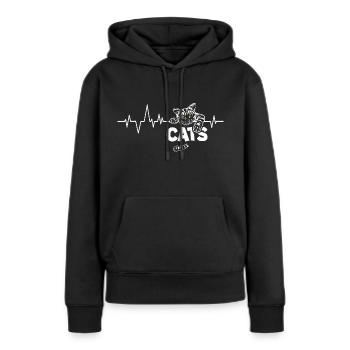 Battements de cœur Chats - Sweat à capuche Premium bio Femme - noir - Devant - Julia (174cm)