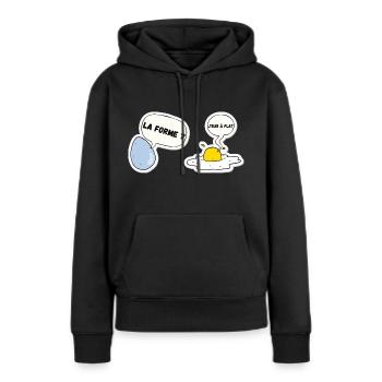 La forme des oeufs aux plats - Sweat à capuche Premium bio Femme - noir - Devant - Julia (174cm)