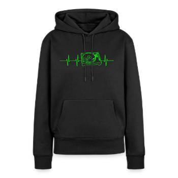Fréquence cardiaque de la platine vinyle - Sweat à capuche Premium bio Femme - noir - Devant - Julia (174cm)