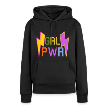 GRL PWR Girl Power Rainbow Colours - Women’s Premium Organic Hoodie - black - Front - Julia (174cm)