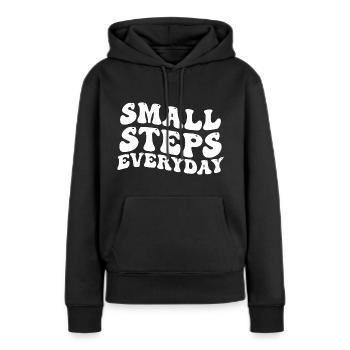 Täglicher Fortschritt - Frauen Premium Bio Hoodie - Schwarz - Vorne - Julia (174cm)