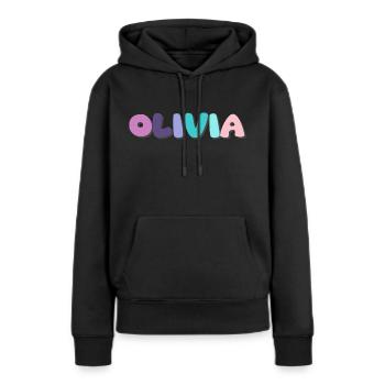 Name - Olivia - Women’s Premium Organic Hoodie - black - Front - Julia (174cm)