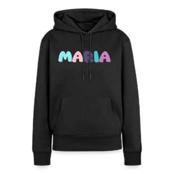 Nom - Maria - Sweat à capuche Premium bio Femme - noir - Devant - Julia (174cm)