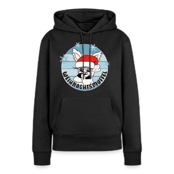 Comicstyle Alpakamotiv - Weihnachten ohne mich - Frauen Premium Bio Hoodie - Schwarz - Vorne - Julia (174cm)
